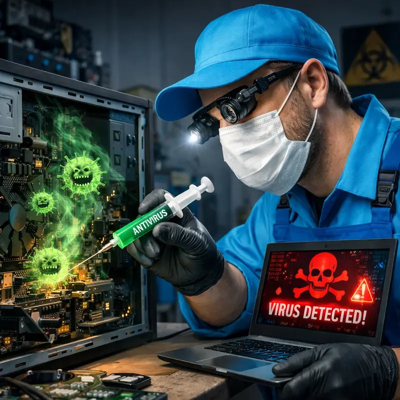 Лечение компьютера от вирусов в Бронницах на дому